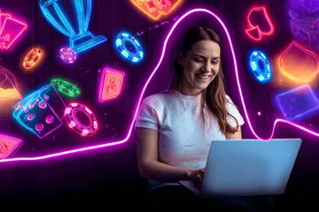 Uma imagem dramática de setes vencedores alinhados em um rolo de slot cercado por moedas douradas brilhantes, simbolizando grandes vitórias.